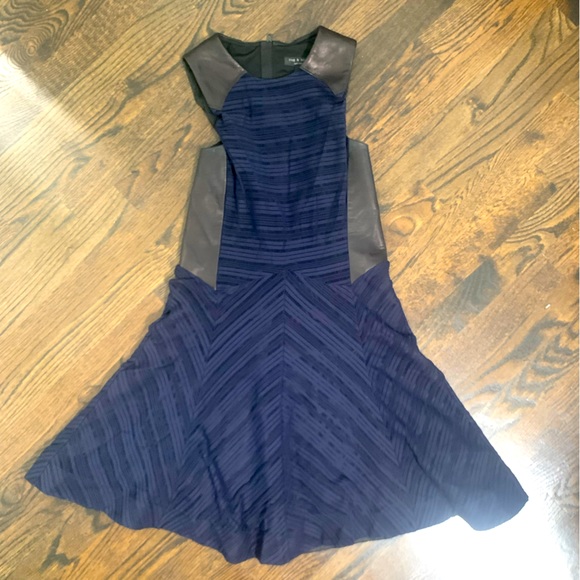 Fabulous Rag & Bone Mini Dress with Leather Trim Sz 2 - Picture 1 of 4